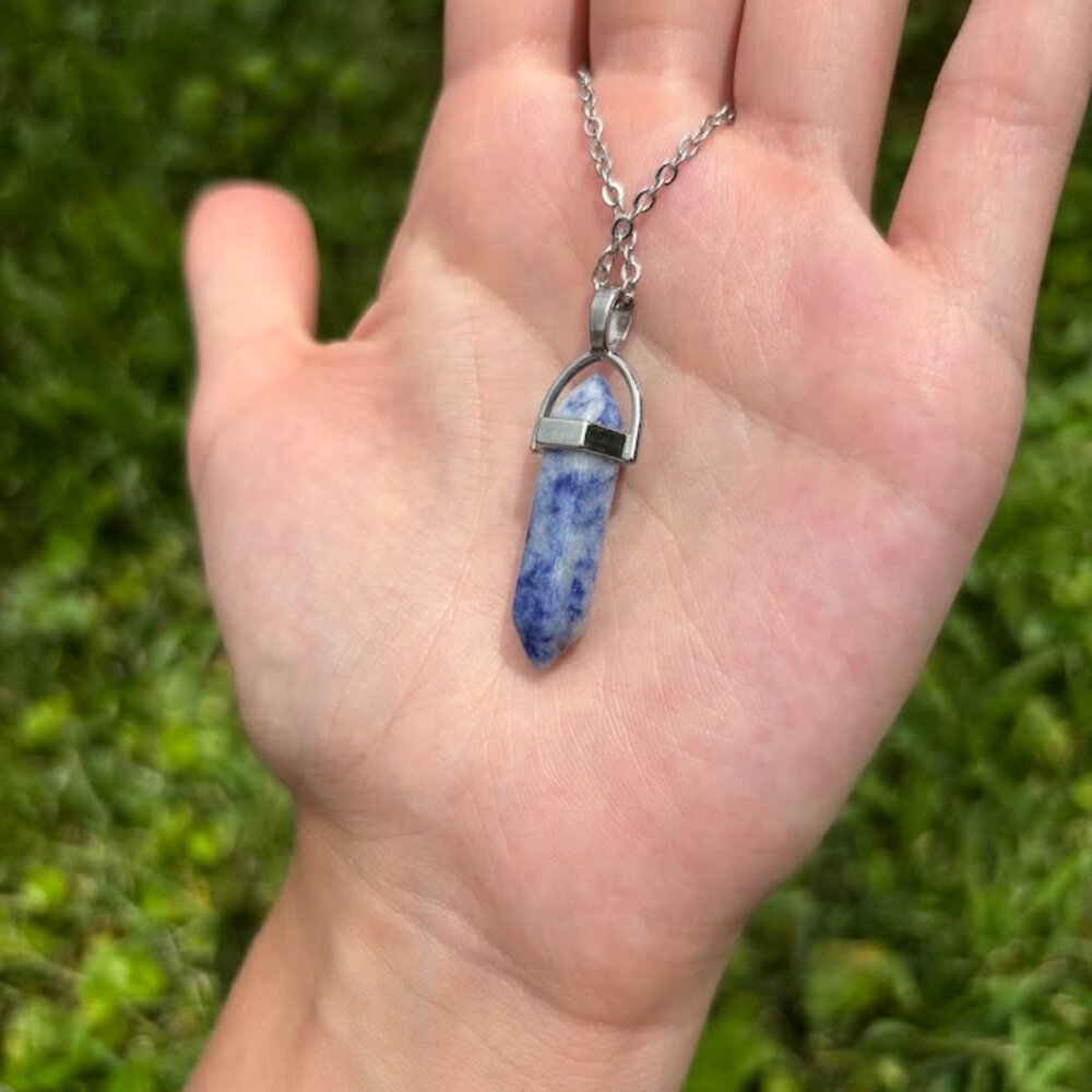 Handmade Blue Spot Jasper crystal necklace - Picture 5 of 5